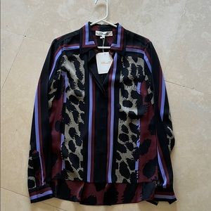 NWT - 2 piece set - silk top and wide leg pants